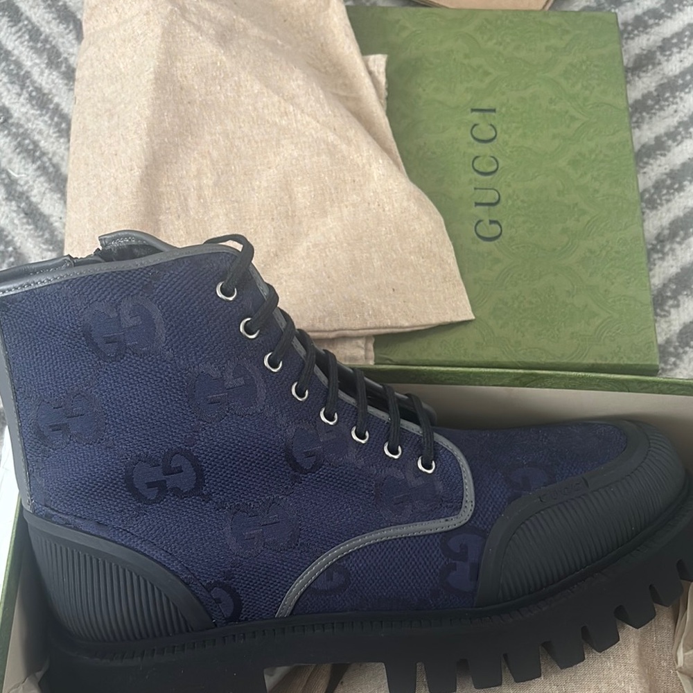 Gucci Blue Casual High-Top Boots